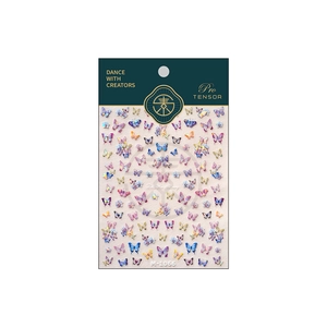 Transparent butterfly nail stickers with colorful 3D patterns and retail packaging M-1066