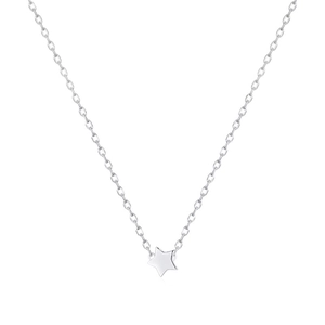Minimalist S925 sterling silver star pendant necklace with O-chain on white background