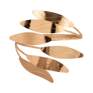 Gold layered leaf cuff bracelet with polished finish in a vintage Greek goddess style