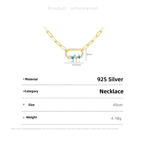 Detailed product information of S925 silver necklace with blue gems and pearl charms