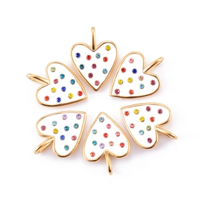 Heart Pendant Stainless Steel Enamel Oil Dripping Colorful Zircon Micro Pave DIY Jewelry Making Necklace Charm Accessory