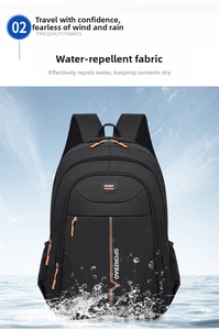 Detailed view of water-resistant black sports backpack fabric with splashing water