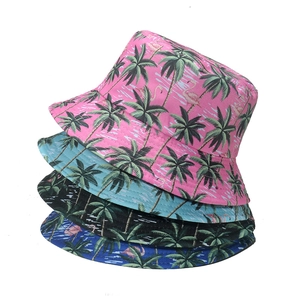 Chapeau Bob Polyester Tropical Palmier Flamant Rose Imprimé Protection Solaire Été Plage Décontracté Pour Femme