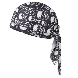 Outdoor Sports Pirate Hat Quick-Dry Breathable Polyester Durag Headwrap Adjustable Skull Print For Men Women