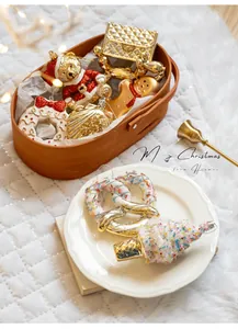 Exquisite Christmas tree ornaments set with bear, gingerbread man and golden details