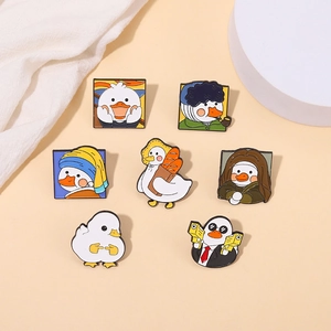 Lot de 7 épingles en émail canard mignon incluant des parodies d'art et designs créatifs