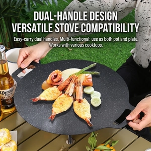 Maifan stone non-stick grill pan with dual handles for outdoor camping and BBQ