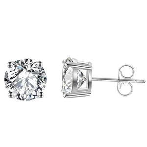 Classic S925 sterling silver 8mm round stud earrings featuring brilliant 4A cubic zirconia