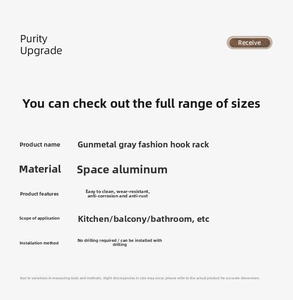 Detailed size specifications for space aluminum adhesive wall hooks in gun grey finish