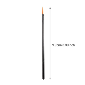 Macro shot of 9.9cm fine eyeliner brush with orange nylon bristles and black handle