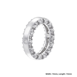 Detail showing 15mm silver spacer bead with micro-pave cubic zirconia settings