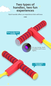 Detail view of foaming pogo jumper handles in LED glowing and standard versions