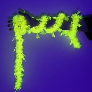 Neon yellow fluorescent garland with star sequins for glow parties and festive decor