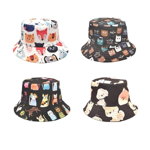 Chapeau Bob Imprimé Animaux Dessins Animés Réversible Protection Solaire Extérieur Décontracté Bord Large Pour Hommes Femmes