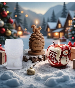 DIY Silikonform für weihnachtliche Duftkerzen in Apfel- und Eichhörnchenform für Deko
