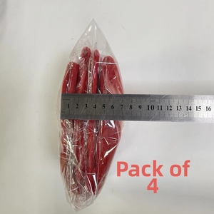 Pack of four red Christmas wine bottle covers showing width measurement of 7.5cm