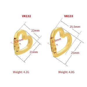 18K gold-plated heart spring clasps in two sizes for DIY necklace and bracelet jewelry