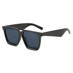 Classic black square oversized sunglasses for women with dark UV protection lenses