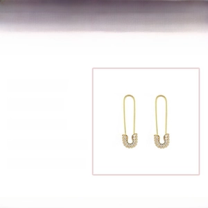 Technical specifications for gold-filled safety pin earrings with zircon stones