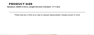 Detailed size specifications for wing pendant necklace with precise dimensions
