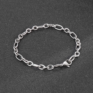 Polished stainless steel hip hop chain necklace with round and oval links and lobster clasp