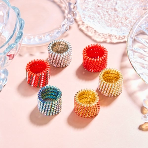 Multi-row rhinestone telescopic ring and magic bracelet in six vibrant colors