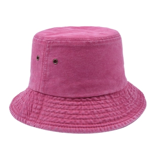 Vintage rose pink washed cotton bucket hat with breathable metal eyelets for outdoor use