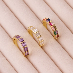 Rectangular Cubic Zirconia Adjustable Ring Copper Gold Plated Geometric Elegant Jewelry For Women Fashion Accessory