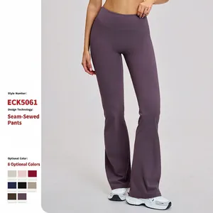 Pantalon De Yoga Évasé Femmes Taille Haute Nylon Spandex Brossé Contrôle Du Ventre Coupe Ajustée Sport