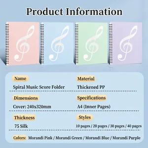 A4 Notenmappe aus dickem PP-Material in Morandi-Farben für Klavierpartituren