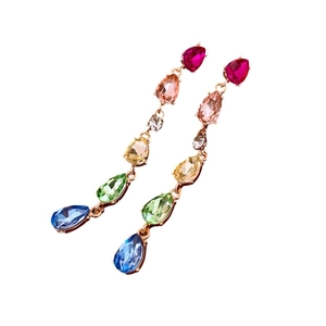 Élégantes boucles d'oreilles pampilles en cristal goutte d'eau multicolore dégradé