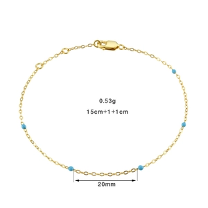 Detailed view of S925 silver gold bracelet featuring blue beads and adjustable sizing