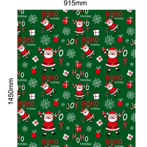 Detailed pattern view of 1450mm x 915mm Christmas gift bag with Santa and snowflake print