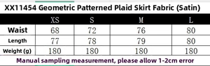 Guide des tailles pour jupe plissée en satin à motif géométrique et mesures