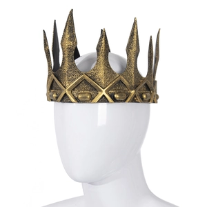 Vintage Medieval King Crown PU Foam Spiked Costume Prop For Halloween Cosplay Party Adult Adjustable Elastic Strap
