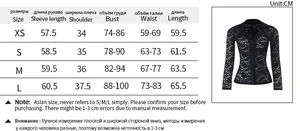 Detailed size guide table with measurements for long sleeve lace polo shirt
