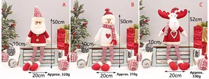 Détail de poupées de Noël en peluche Père Noël Bonhomme de neige Cerf aux jambes rayées