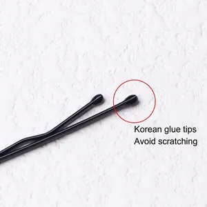 Black metal bobby pins with rounded safety tips for scalp protection, 100-piece pack