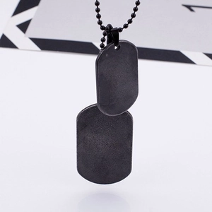 Military Dog Tag Halskette Edelstahl Anhänger Rechteckig Dual Tag Kugelkette Für Männer Hip Hop Stil