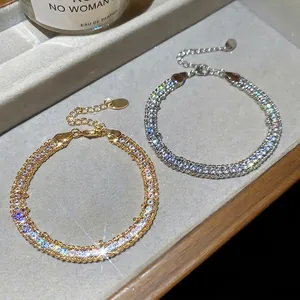 Luxe crystal-encrusted adjustable gold and silver wrap chains for women