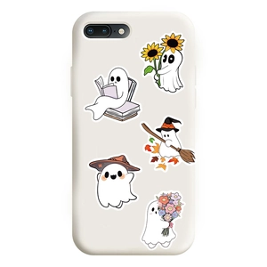 Cute cartoon ghost stickers for laptop and phone decoration, 5 unique funny characters