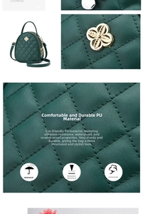 Détails du sac à main en cuir PU matelassé vert foncé avec fermoir floral doré et texture