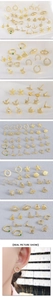 Detailed view of various gold stud earrings including starfish, crown, and heart shapes