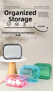 Waterproof clear PVC travel cosmetic bags in multiple colors with matching zippers
