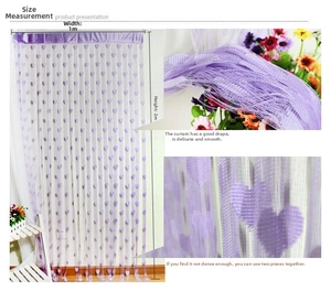 Detail of purple heart string curtain showing the woven texture and 1x2m dimensions