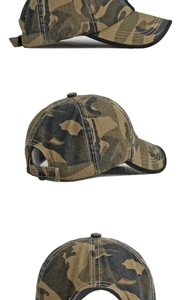Dettagli del cappello da baseball mimetico in cotone con cuciture e cinturino regolabile