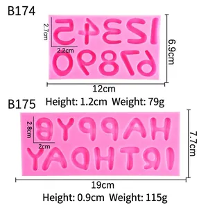 Stampi in silicone rosa con numeri e lettere Happy Birthday per decorare torte