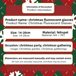 Weihnachtliche fluoreszierende Brille Deko Requisiten Groesse 14-20cm Felt Party Zubehoer