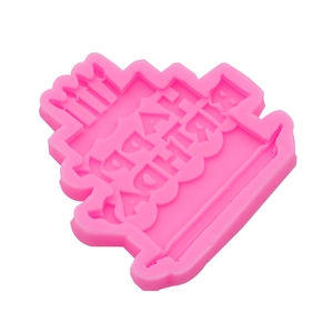 Pink silicone Happy Birthday mold for cake toppers and fondant decorations