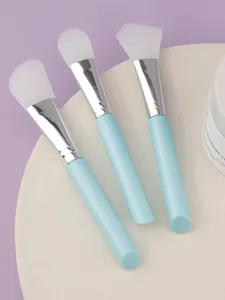 Three-piece light blue silicone face mask brush set with various head shapes for SPA